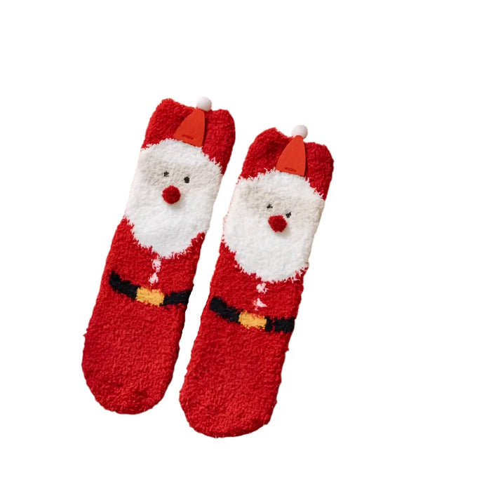 Cozy Christmas Fleece Socks, Ultra-Soft Coral Fleece, Festive Patterns, Breathable, Fits Women’s 5-9, Men’s 4-8