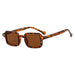 Rectangular Leopard & Brown Lenses Sunglasses displayed on a white background.