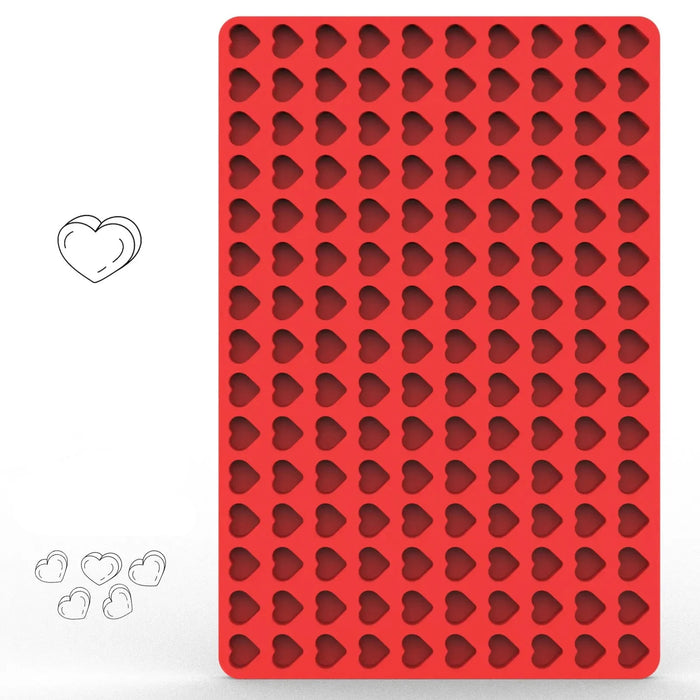 Red small heart-shaped silicone mold with cutout outline.