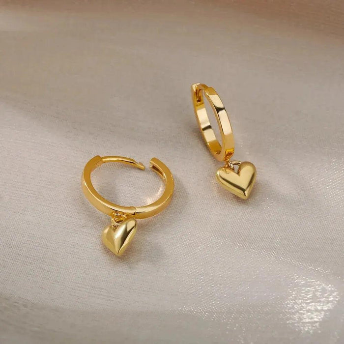 Heart Shape Drop Earrings, Gold/Silver Plated, Lightweight, Romantic Heart Design, Trendy, Perfect Gift for Loved Ones