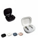 Black and white JBL wireless earbuds in open charging cases, with additional case colors shown below (black, white, blue, pink).