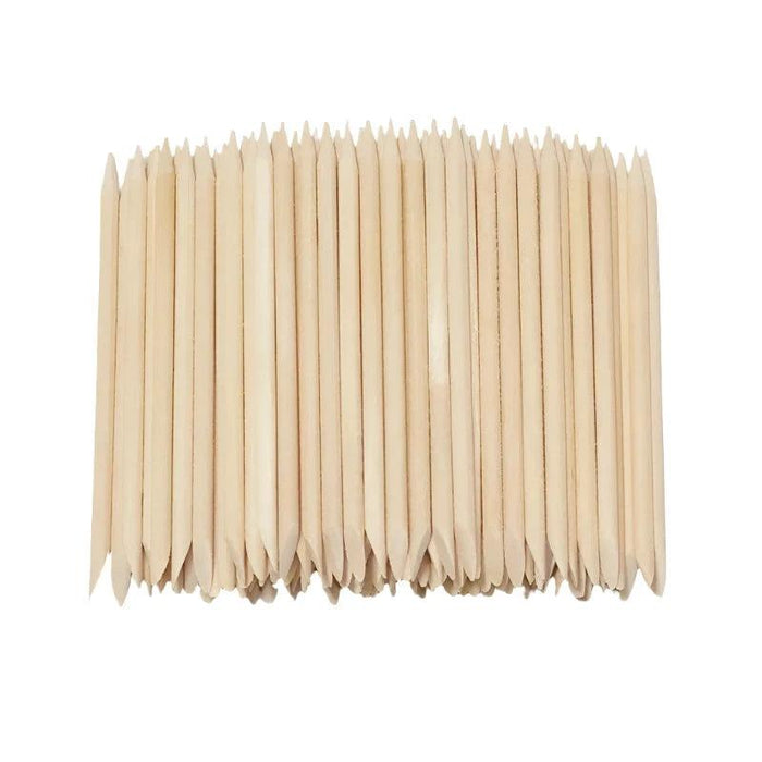 50 pieces of orange wood nail sticks display on white background.