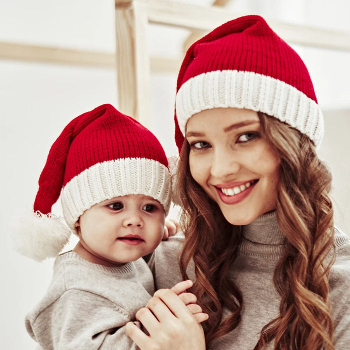 Knitted Santa Claus Hat, Soft and Warm, Festive Design, Sizes for All Ages, Durable Acrylic Fibers, Perfect for Holiday Cheer