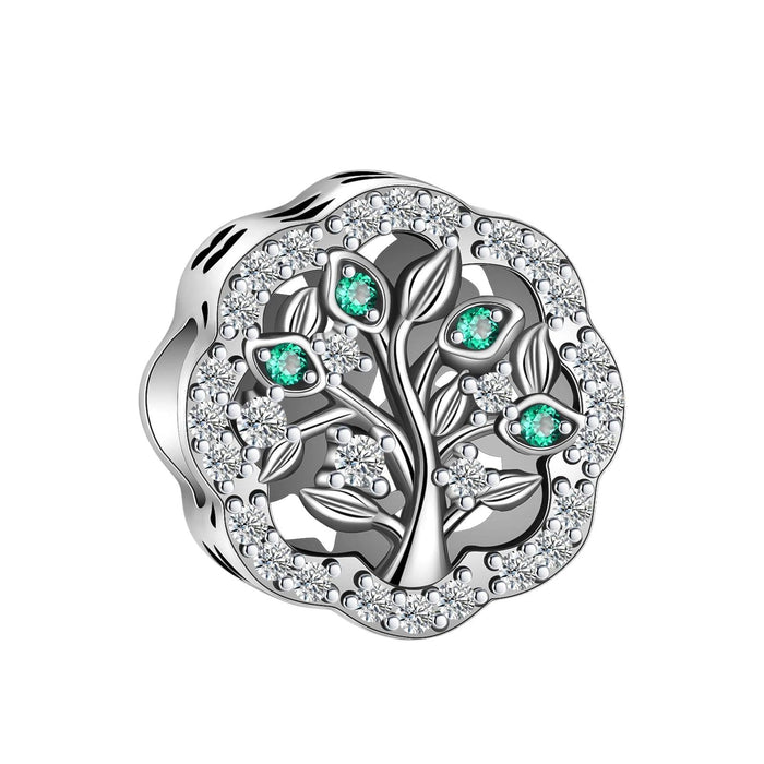 Tree with green crystals Silver Charm