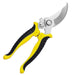 A pair of pruning shears with yellow and black ergonomic handles. The blades are made of stainless steel.