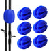 A set of silicone rod holders in blue color, with one displayed in use on a fishing rod.