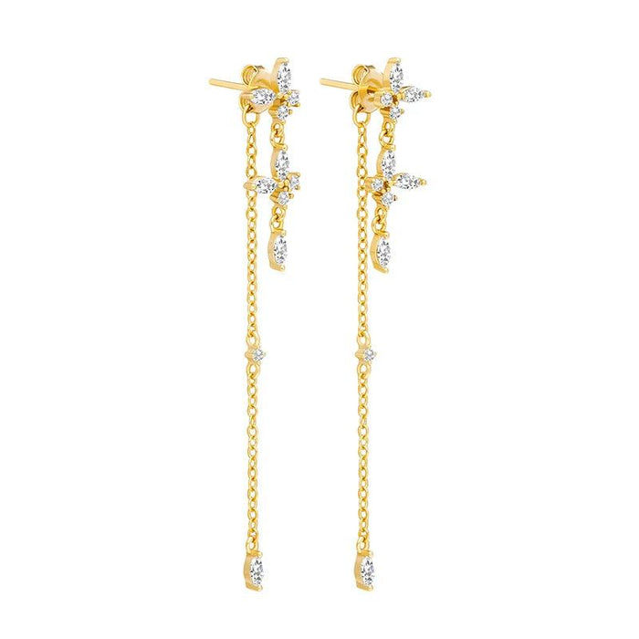 Zircon Tassel Dangle Earrings, Multiple Designs, Shimmering Stones, Gold/Silver Finish, Perfect for Weddings and Parties