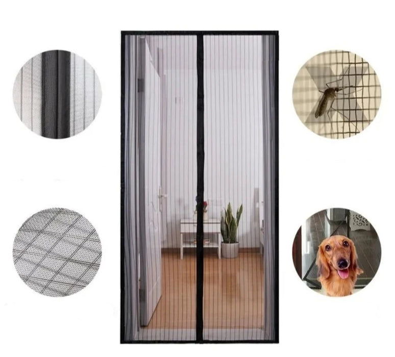 Magnetic Screen Door Curtains with zoom in on what it protects from