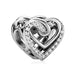 Crystal heart silver charm