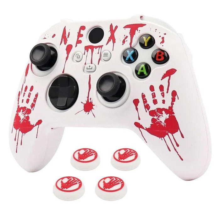 white and red Soft Silicone Controller Cover