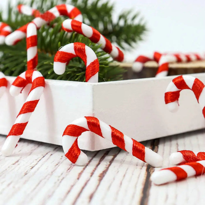 Mini Candy Cane Ornaments, 1.18in Size, Red & White Stripes, Durable Plastic, 20-Pack, Christmas Tree & Party Decor