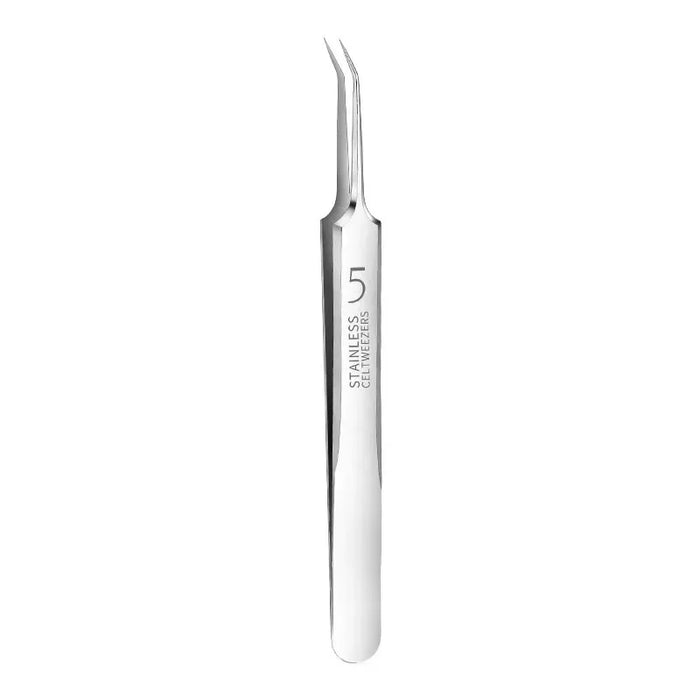 Silver Needle Tweezers display on white background.