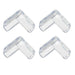 Four clear L-shaped corner protectors for furniture.