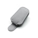 Gray leather clip with a magnetic closure, lying flat.