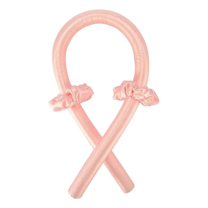 Light Pink hair curling band looped with attached scrunchies.