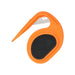 A close-up of the orange pet grooming tool, highlighting its design and black grip area.