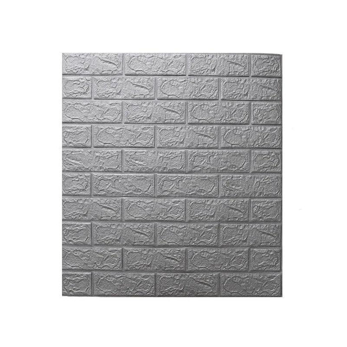 A gray wall panel with a brick-like texture.