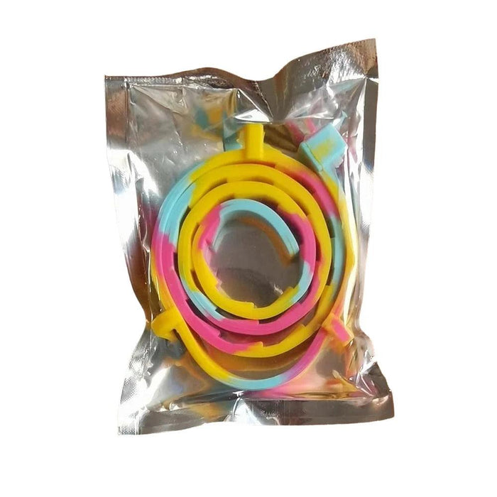 colorful flea collar in a sealed package.