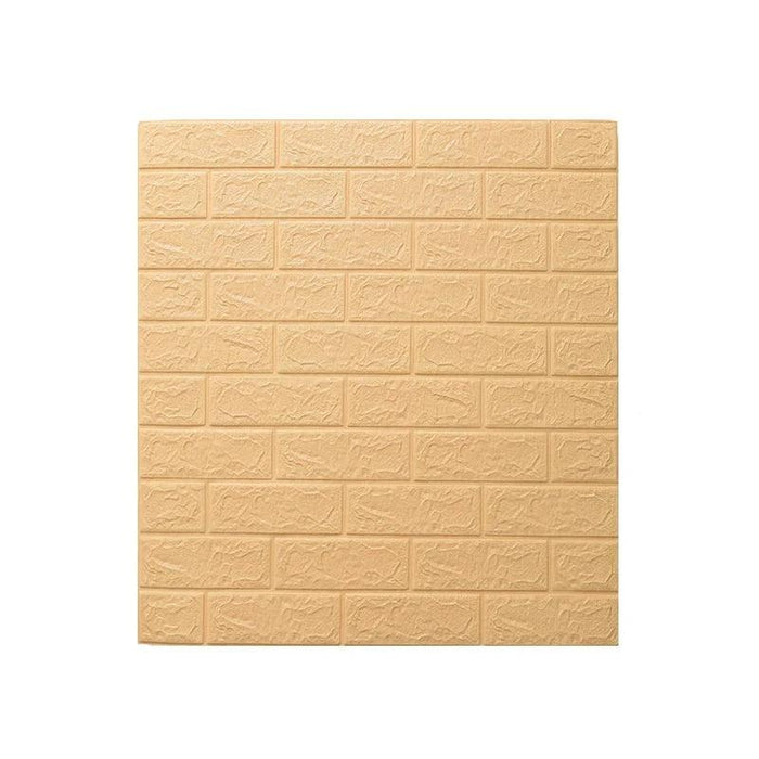 A beige wall panel with a brick-like texture.