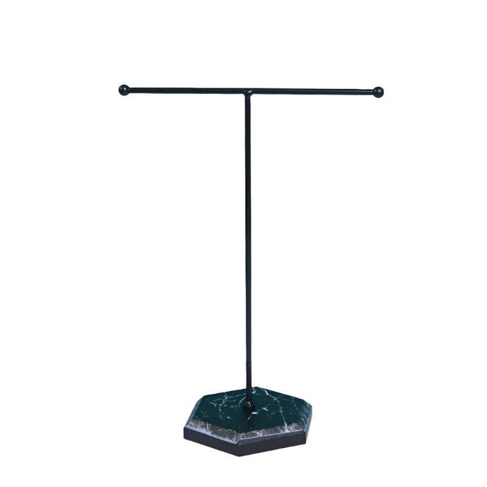 Black T-Shape Jewelry Holder with black base.