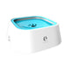 White pet bowl with blue interior, featuring the els pet logo.