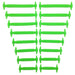 Sixteen silicone shoelaces in different sizes and green color, neatly organized in pairs on a white background.