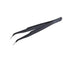 One black angled ESD tweezer, on a white background.