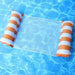 Inflatable pool float with gradient white and orange colors in the water.