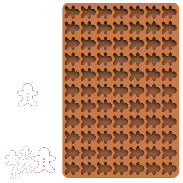 Brown gingerbread man silicone mold with cutout outline.