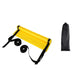 Folded Yellow and black Agility Ladder with black bag display on white background.