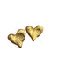 a pair of gold heart-shaped stud earrings with a textured surface. The texture adds a unique, artisanal touch to the classic heart shape.