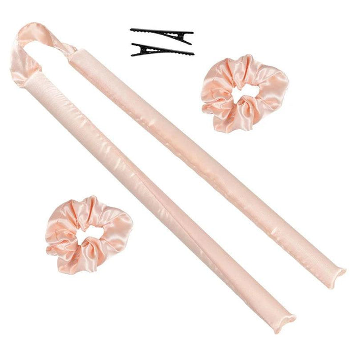 Light Pink hair curling band set with scrunchies and hair clips.