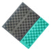 Black and turquoise Foldable Foam Mats: Two foldable foam mats, one in black and the other in blue, placed side by side, both featuring a textured surface with a pattern of raised dots for cushioning and support.