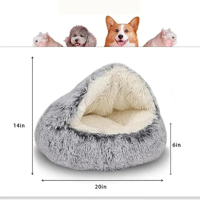 A cozy, dome-shaped cat bed measuring 20x14x6 inches, perfect for small pets.