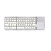 White portable folding keyboard with touchpad in a open position.