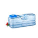 A Transparent Blue water container with Faucet.