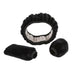 black Plush Steering Wheel Cover Set