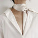 white Chiffon Silk Scarfs on a woman