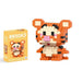 A single block-style toy figure of orange tiger, along with its orange packaging box. Display on white background.