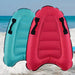 Two inflatable bodyboards in red and teal, displayed against a beach backdrop.