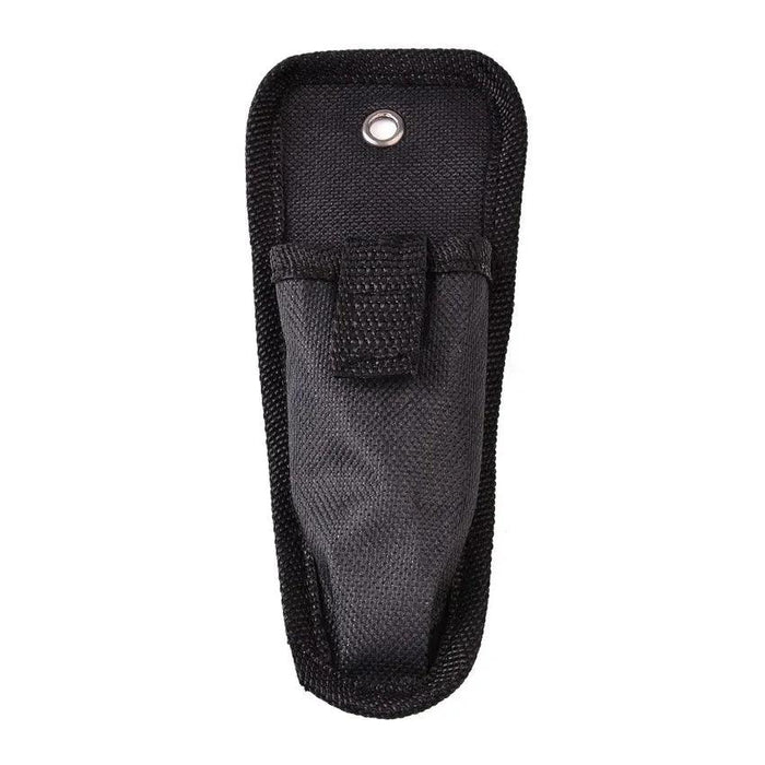 A black nylon sheath designed to hold fishing pliers, featuring a loop for attachment to a belt or gear.