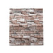 A wall panel with a stacked stone design in shades of brown and white.