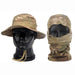 Tan digital camo hat with matching face cover (two variants shown).