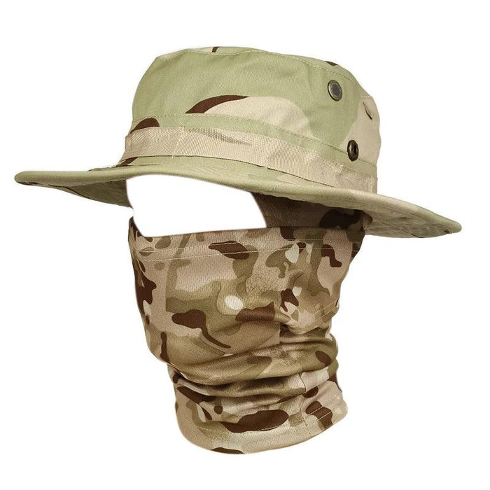 Light green camo hat with matching face cover.