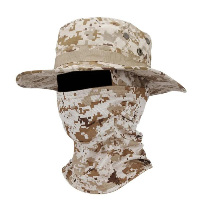 Desert camo hat with matching face cover.