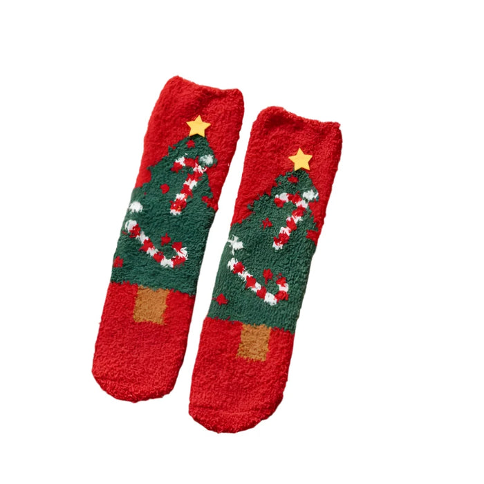 Cozy Christmas Fleece Socks, Ultra-Soft Coral Fleece, Festive Patterns, Breathable, Fits Women’s 5-9, Men’s 4-8