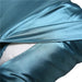 blue silk pillowcase close up