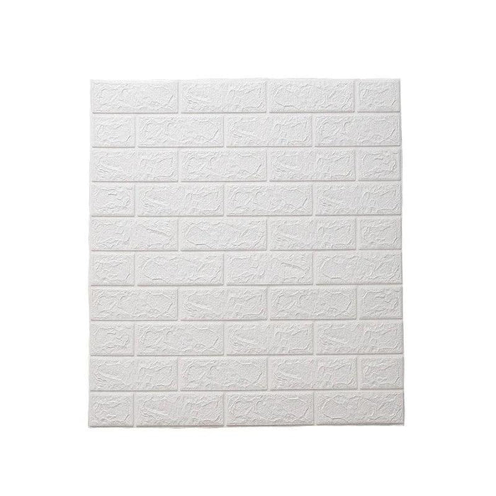 A white wall panel with a brick-like texture.