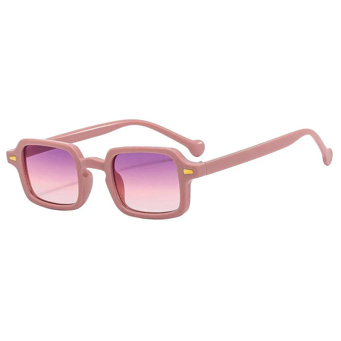 Rectangular Pink & purple Lenses Sunglasses displayed on a white background.