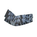 Tactical grey and blue camouflage sports arm sleeve, designed for comfort in outdoor activities. Display on white background.